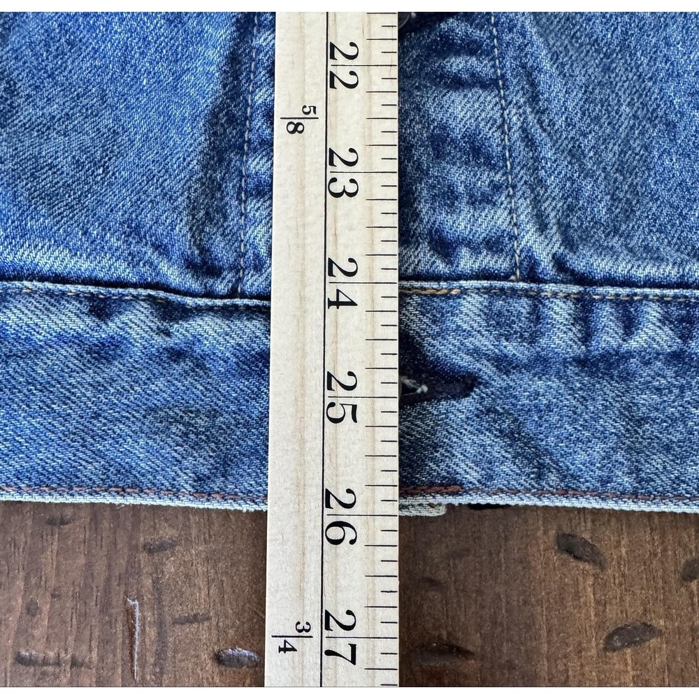Levi Signature Vest Mens M Blue Denim Biker Cutoff Batwing Skull Back Patch - Picture 14 of 16